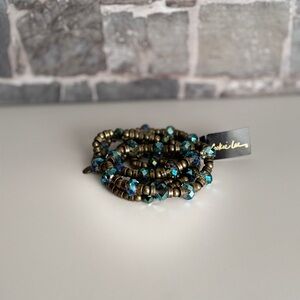 Beaded Bracelet with Blue and Gold Accents